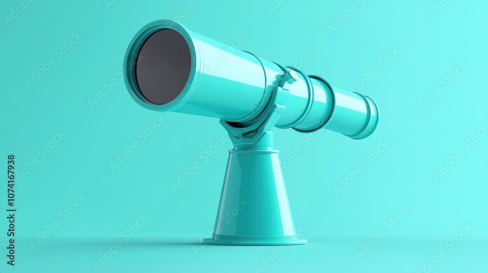 Poster turquoise astronomical observatory icon in 3d cartoon rendering featuring a telescope scientific ins