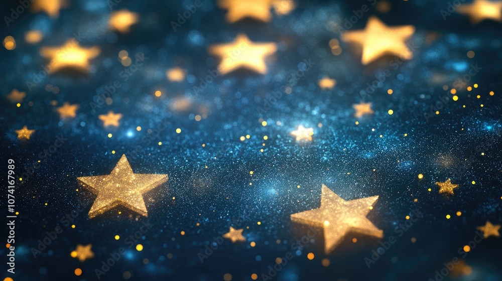 Poster dark sky with blinking stars in a 3d cartoon rendering