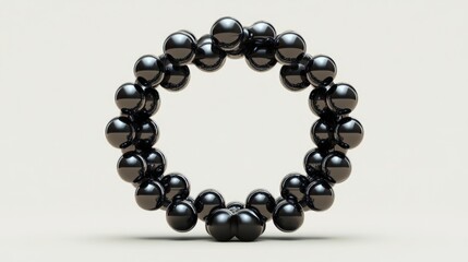 Obraz premium Abstract impossible ring of dark metal balls in a circular shape 3D cartoon rendering 3D illustration
