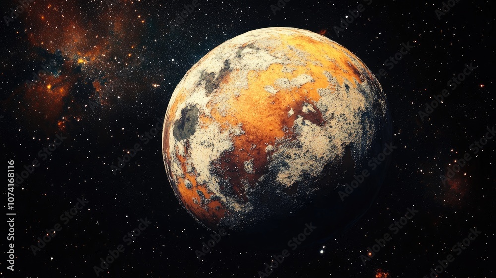Aufkleber Unique planet from space in 3D cartoon rendering