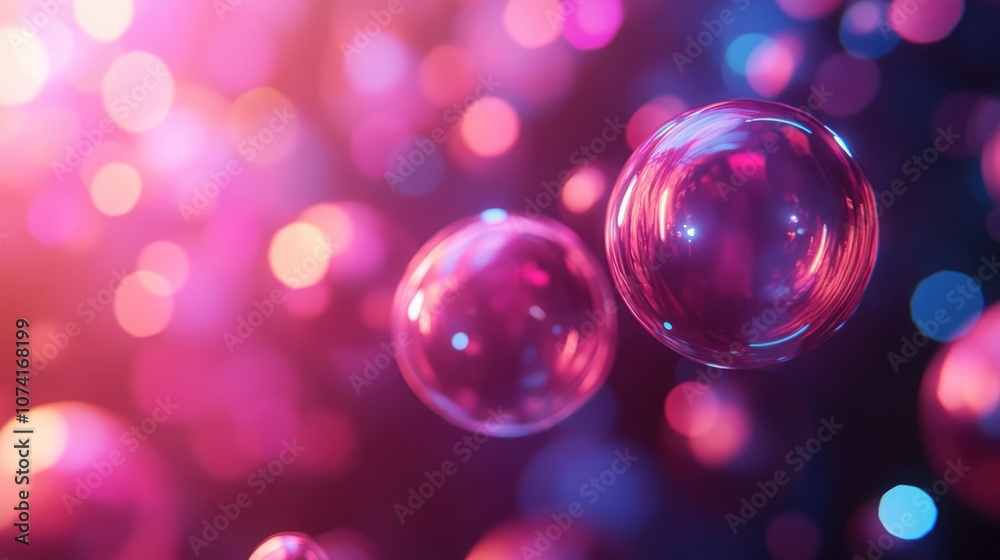 Poster Abstract light bokeh background in 3D cartoon rendering