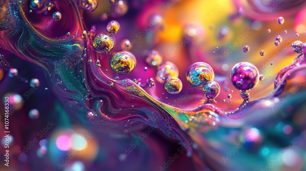 Poster Colorful abstract background featuring a 3D cartoon rendering This graphic modern art showcases fractal artwork with a creative wavy multicolor design suitable for banner use The digital fantasy e
