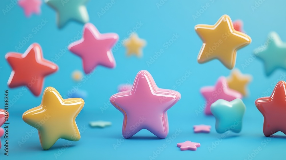 Poster Line icon of stars in 3D cartoon rendering part of a universal set for web and mobile icons