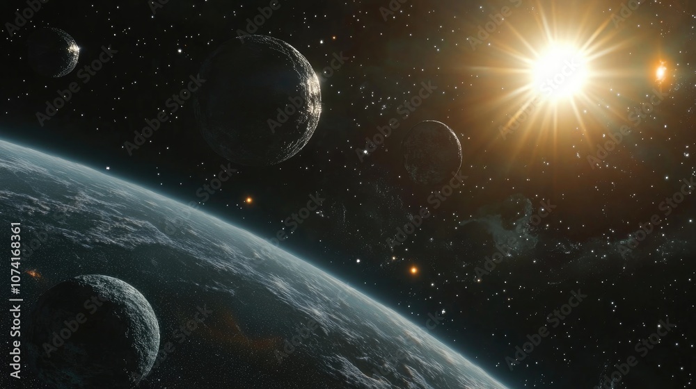 Poster high resolution deep space background for movie and film sky replacement featuring 3d cartoon render