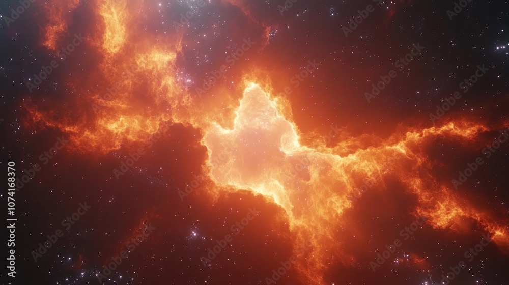 Poster beautiful nebula in outer space rendered in 3d cartoon style