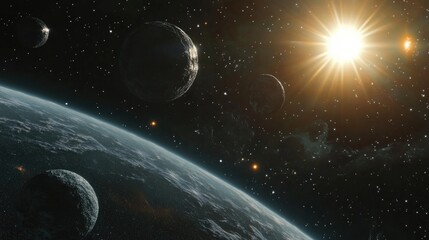 High resolution deep space background for movie and film sky replacement featuring 3D cartoon rendering