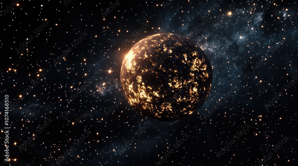 Poster This photo features a unique interpretation of a stars plate resembling a planet or a cluster of stars in dark space rendered in 3D cartoon style
