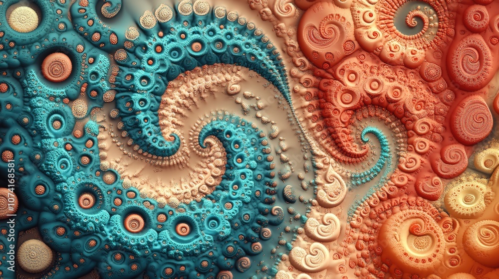 Leinwandbilder Abstract fractal patterns and shapes in 3D cartoon rendering Fractal texture for prints