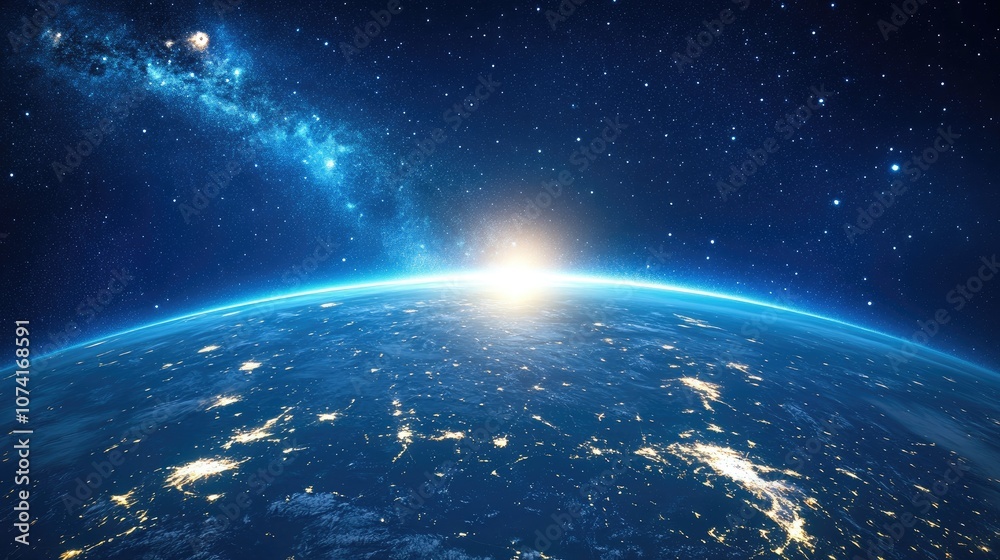 Aufkleber cartoon rendering of earth viewed from space in 3d
