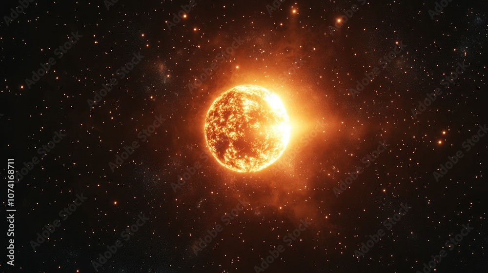 Poster 2D illustration with a 3D cartoon rendering in a deep space stellar background featuring a black universe and a cold nebula