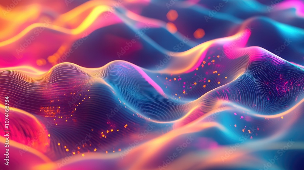 Poster Fractal light background in 3D cartoon rendering