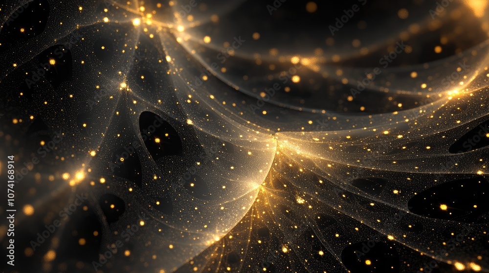 Poster Fractal image of an abstract star galaxy or constellation in 3D cartoon rendering
