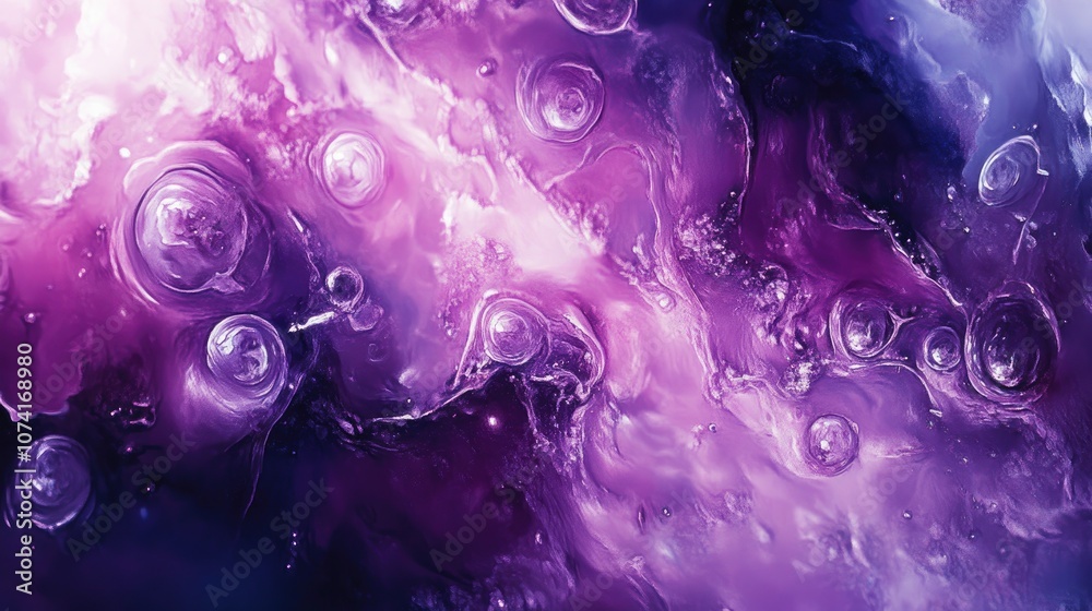 Poster Abstract graphic watercolor background with a 3D cartoon rendering Trendy template for design production featuring a stylish fractal fashion art and cosmic artwork Artistic purple pattern presente