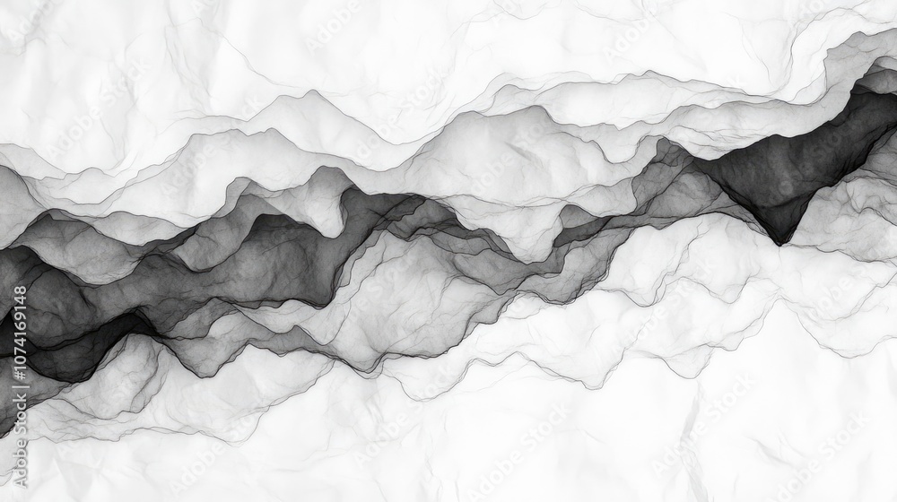 Aufkleber Black ink and watercolor textures on white paper background featuring paint leaks and ombre effects in a 3D cartoon rendering Hand painted abstract image
