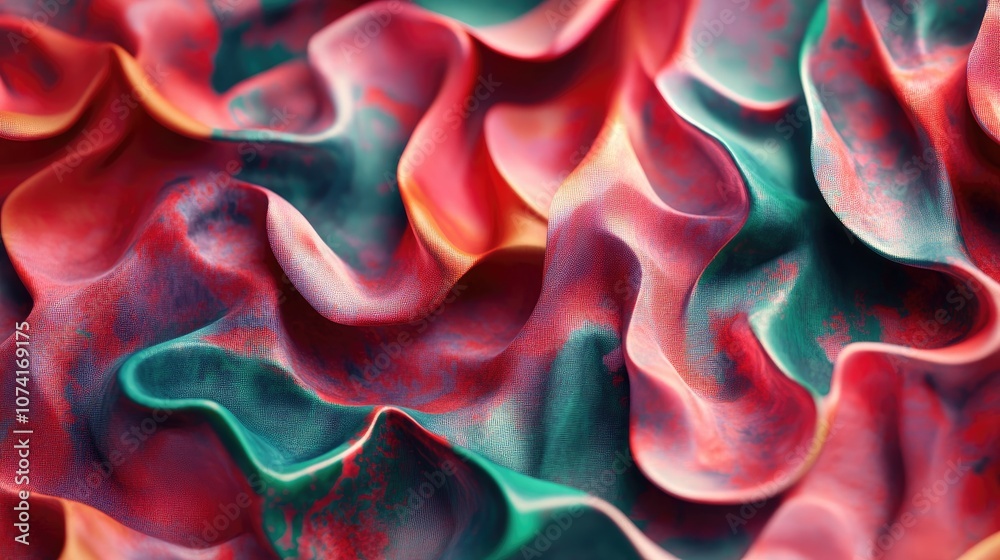 Poster Abstract texture on batik in a 3D cartoon rendering