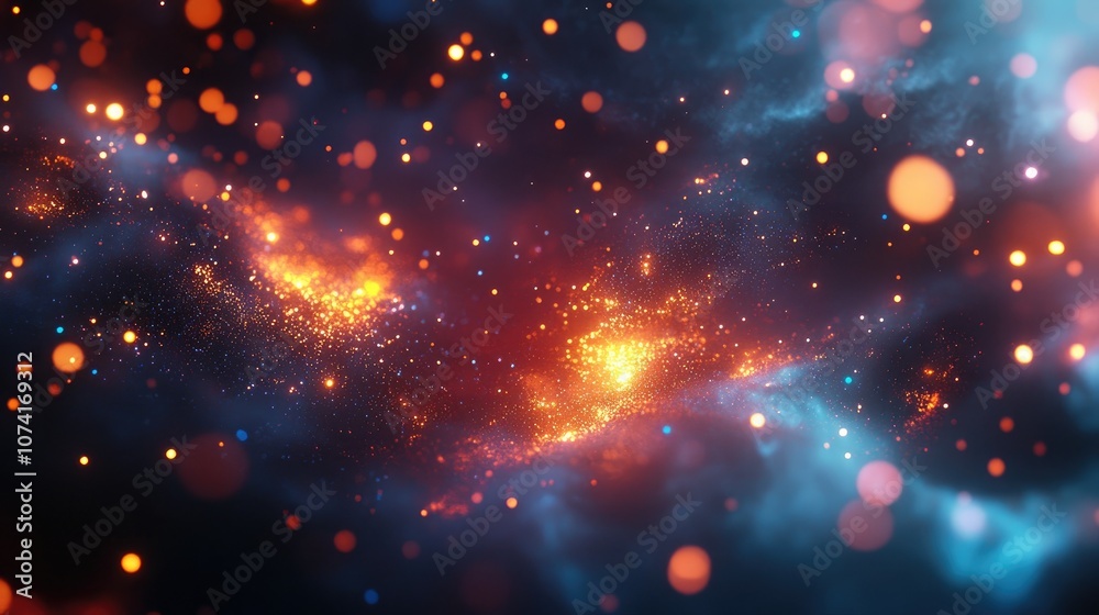 Poster Abstract background featuring lights in space created through 3D cartoon rendering computer generated backdrop