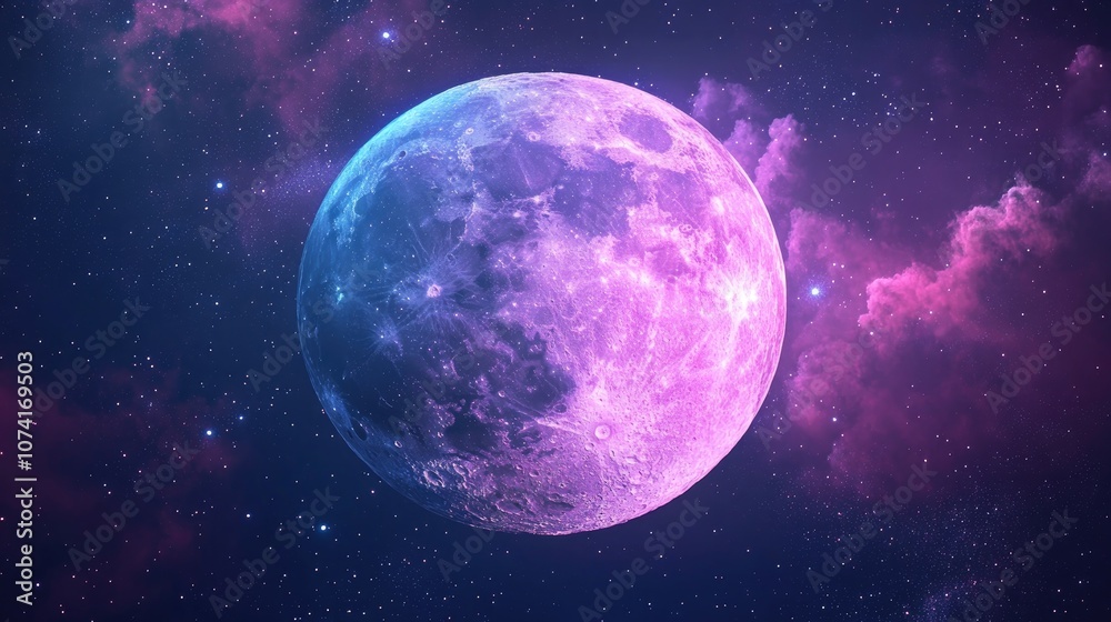 Aufkleber artistic depiction of a fantasy moon in space created through 3d cartoon rendering beautiful illustr