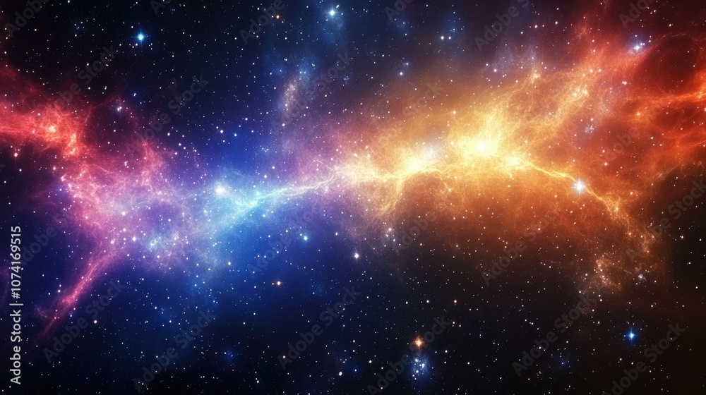 Poster Space background featuring a 3D cartoon rendering of a realistic nebula and numerous shining stars depicting an infinite universe and starry night Colorful cosmos with stardust and the Milky Way