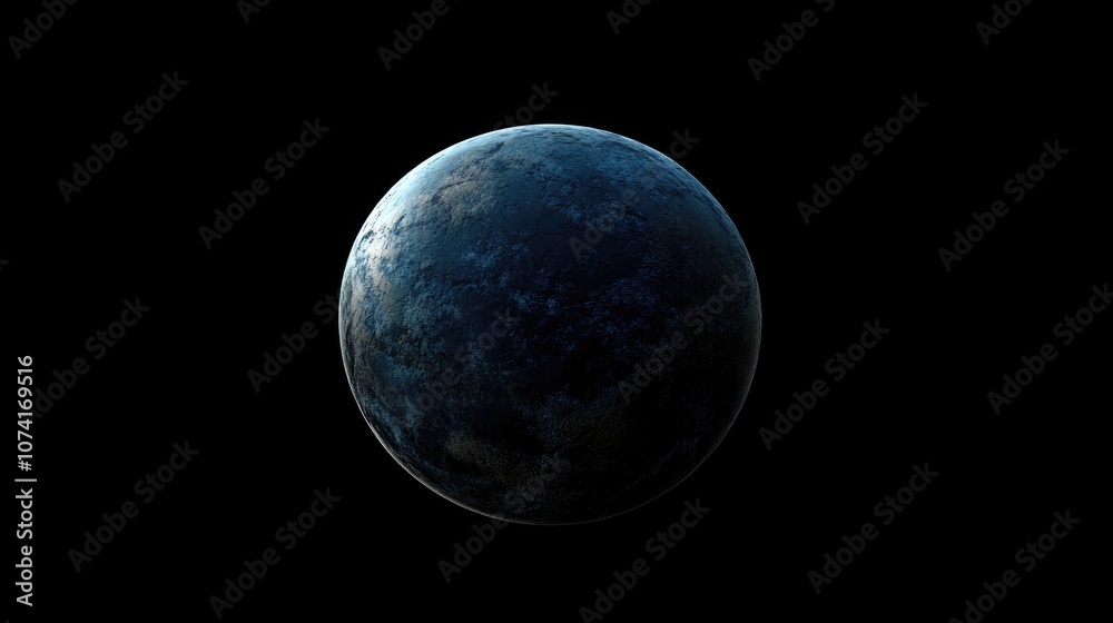 Aufkleber Spherical abstraction of a planet in dark space in 3D cartoon rendering
