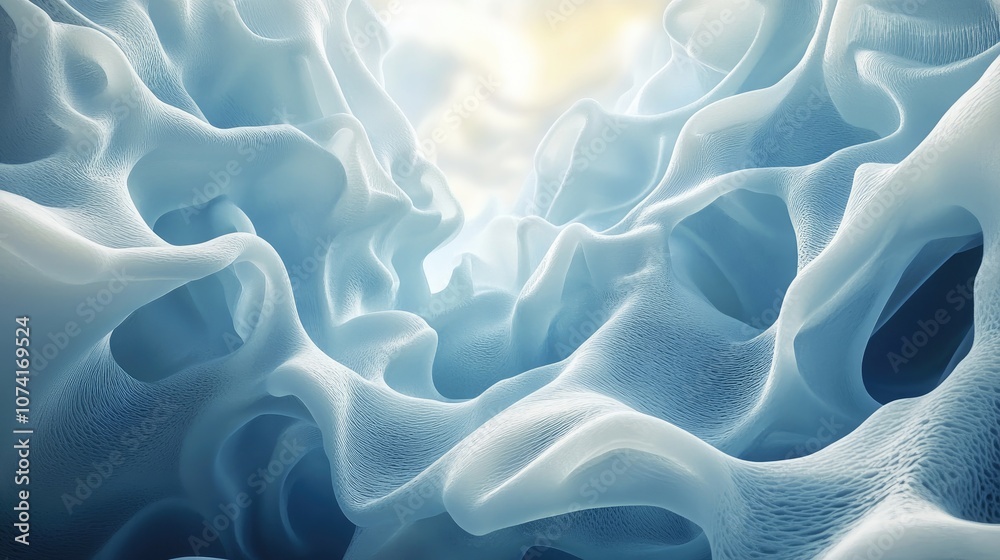 Poster Fractal light background created using 3D cartoon rendering techniques