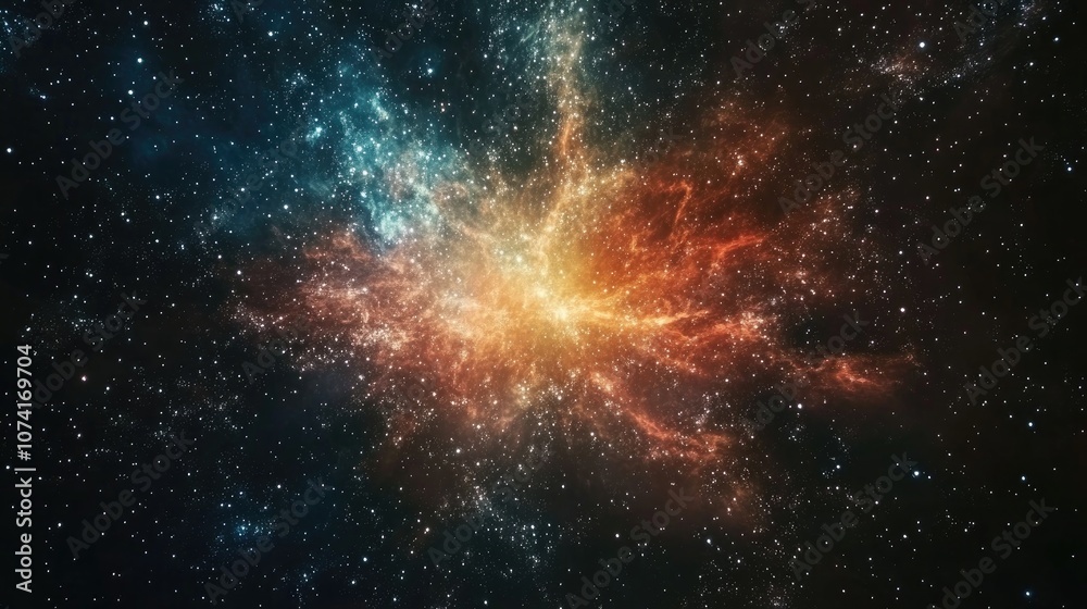 Aufkleber Blurred image of a star field in galaxy space with nebula created with 3D cartoon rendering abstract watercolor digital art painting for texture background