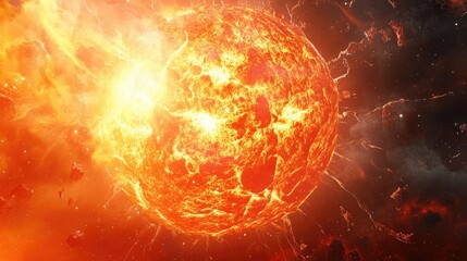 Obraz premium Convective zone on the star depicted in a 3D cartoon rendering featuring convective cells and a realistic scientific representation