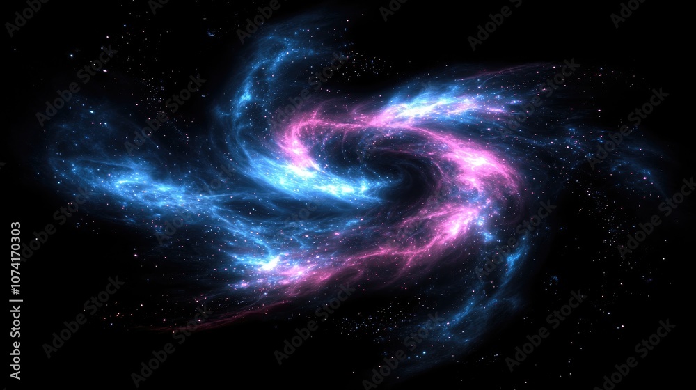 Poster bright galaxy depicted in a 3d cartoon rendering abstract stars set against a black background fanta