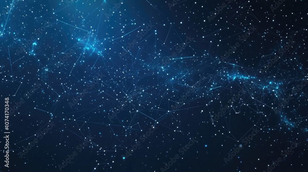 Aufkleber illustration of an abstract sky map with 3d cartoon rendering of constellations against a dark night