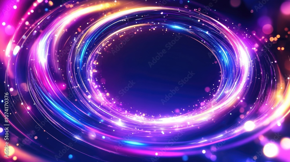 Fototapete Abstract ring background featuring a luminous swirling backdrop in a 3D cartoon rendering A glowing spiral and energy flow tunnel create a shining round frame with light circles and light effects 