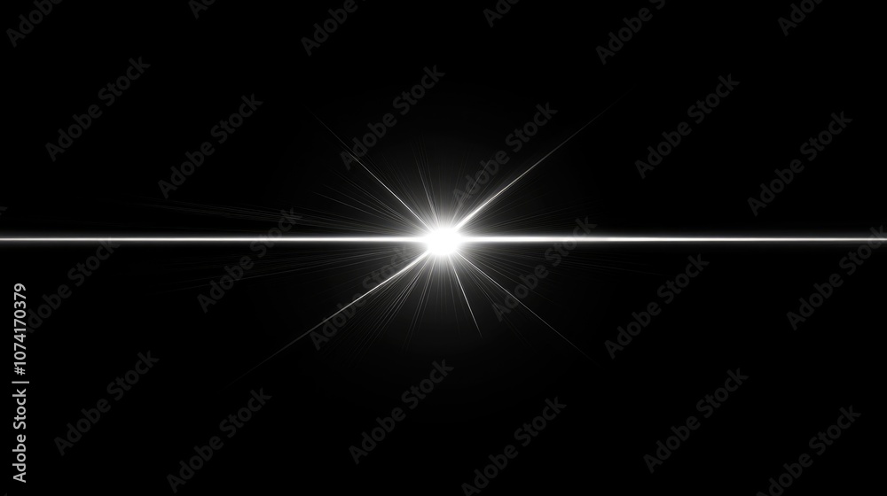 Fototapete Artistic lens flare effect in a 3D cartoon rendering isolated on a black background This can be overlaid on an image using screen mode for a realistic lens flare effect