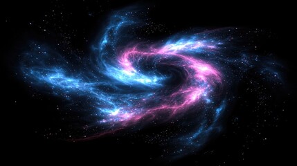 Bright galaxy depicted in a 3D cartoon rendering Abstract stars set against a black background Fantasy fractal texture featuring blue and pink hues Digital art 3D rendering