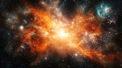 Amazing galaxy in 3D cartoon rendering featuring stars nebula and gas