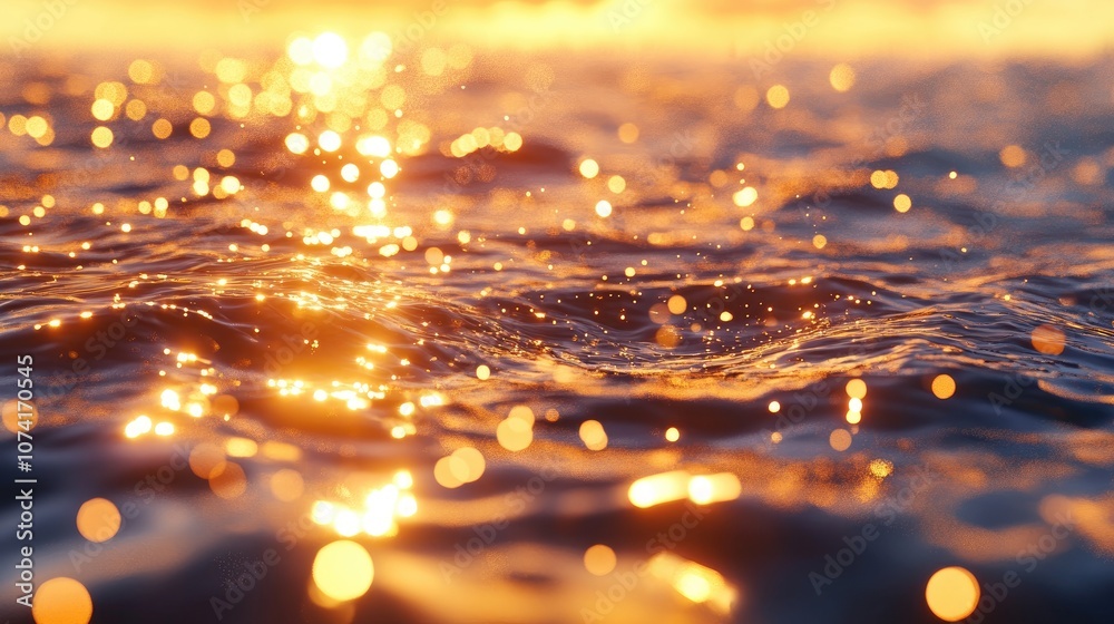 Aufkleber background bokeh of gold light from water abstraction in a 3d cartoon rendering