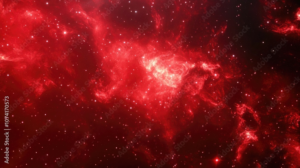 Aufkleber Cosmic space and stars depicted in a 3D cartoon rendering with an abstract background and red light effect showcasing a beautiful galaxy