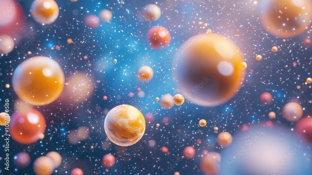 Aufkleber abstract cosmic background in 3d cartoon rendering