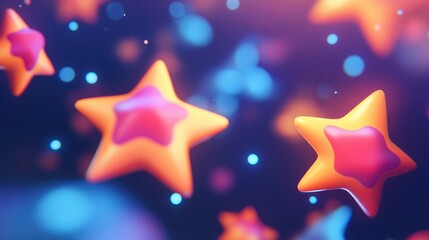 Obraz premium Cartoon rendering of stars in 3D