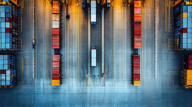 A cross-docking facility with multiple loading bays, showing streamlined processes in logistics management 
