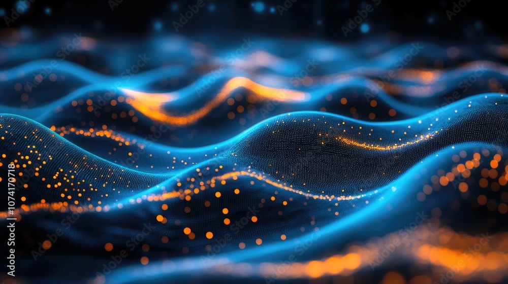 Poster Wavy abstract background for science and technology concepts in 3D cartoon rendering