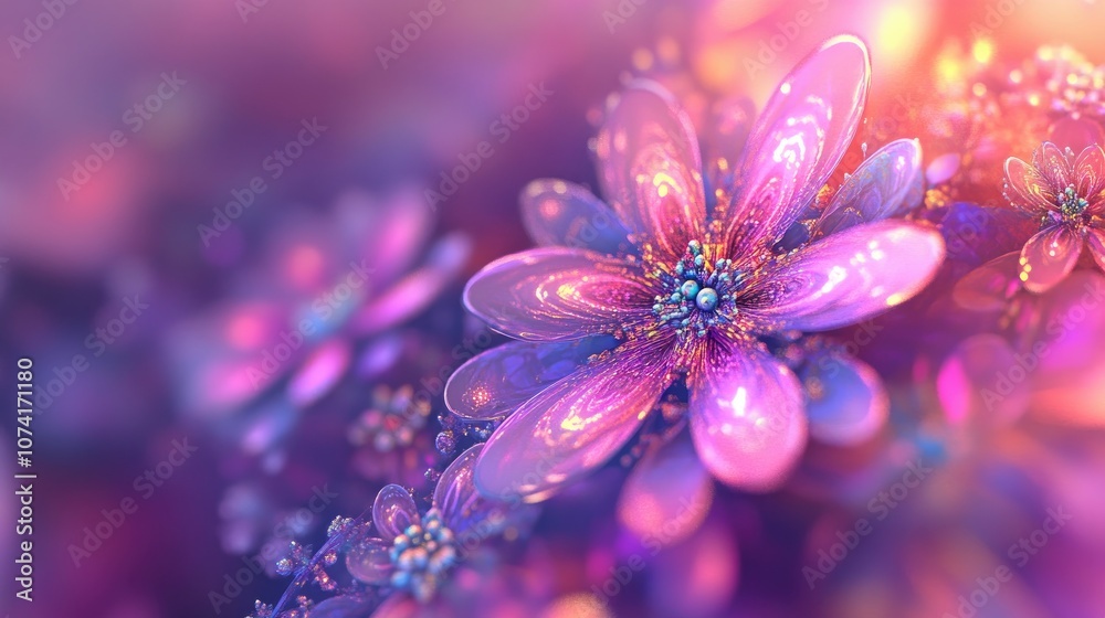 Leinwandbilder beautiful abstract background with a 3d cartoon rendering colorful floral fractal art in a graphic m