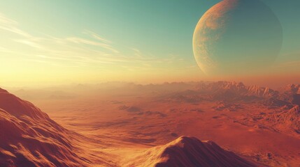 Science fiction wallpaper featuring a cosmic landscape realistic exoplanet beautiful alien planet in distant space detailed planet surface and abstract aerial view with a textured design in 3D car