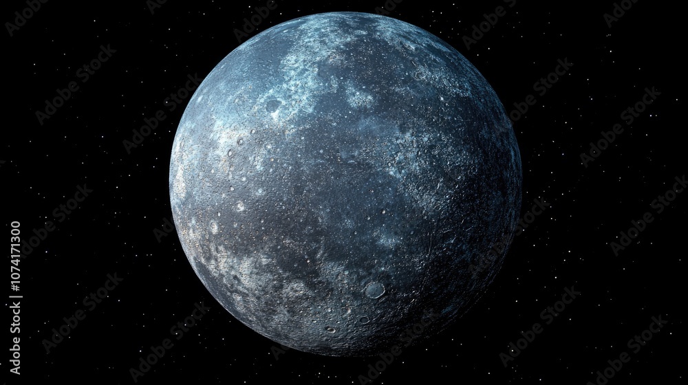 Poster cartoon rendering in 3d of mercury or an exoplanet