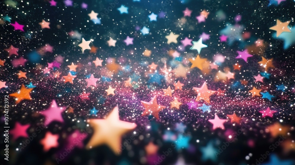 Poster High definition star field background in 3D cartoon rendering Colorful starry night sky texture of outer space