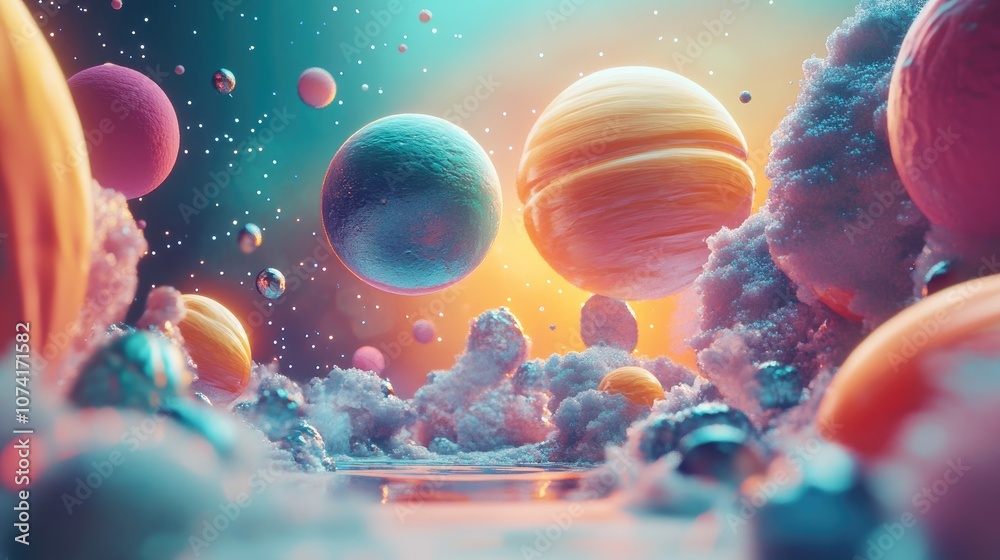 Aufkleber artificial space depicted in a 3d cartoon rendering