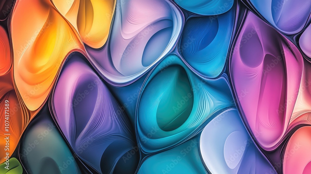 Poster Abstract vivid background art in 3D cartoon rendering featuring a geometric space design The background showcases a fractal multicolor texture ideal for projects focusing on imagination creativity