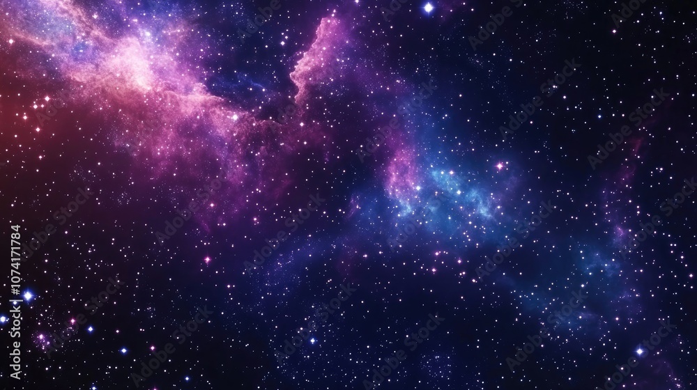 Poster Space background featuring a 3D cartoon rendering of a realistic nebula and numerous shining stars depicting an infinite universe and starry night Colorful cosmos with stardust and the Milky Way
