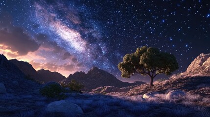3D cartoon depiction showcasing a moment of pause to breathe and appreciate the scenery with the Milky Way in the backdrop
