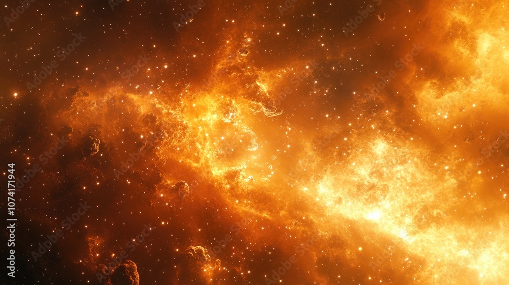 Poster nebula and galaxies in space depicted in 3d cartoon rendering