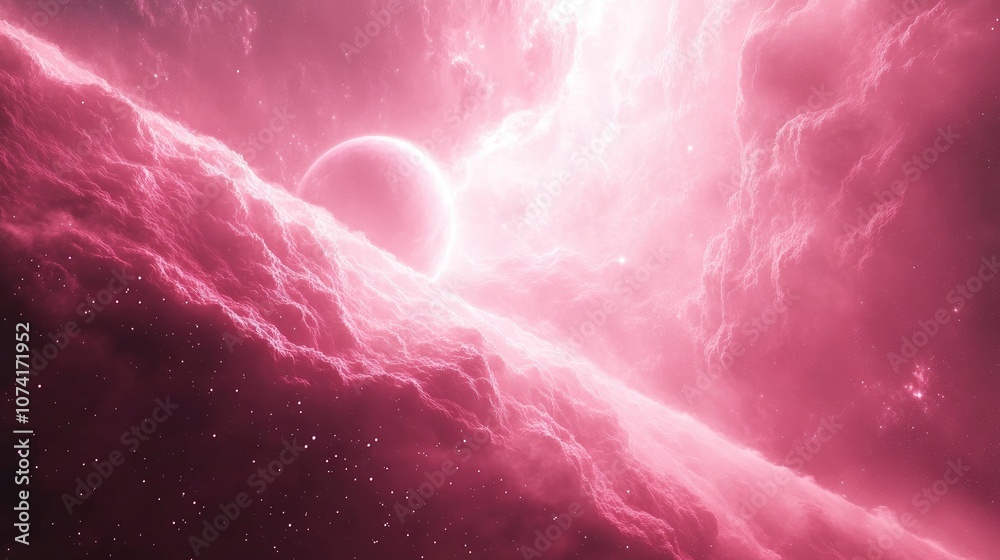 Poster Fractal nebula background in 3D cartoon rendering
