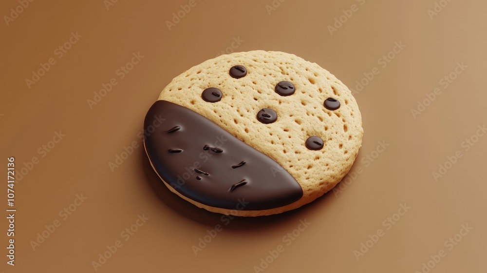 Poster mixed glyph icon of a biscuit and cookie in 3d cartoon rendering