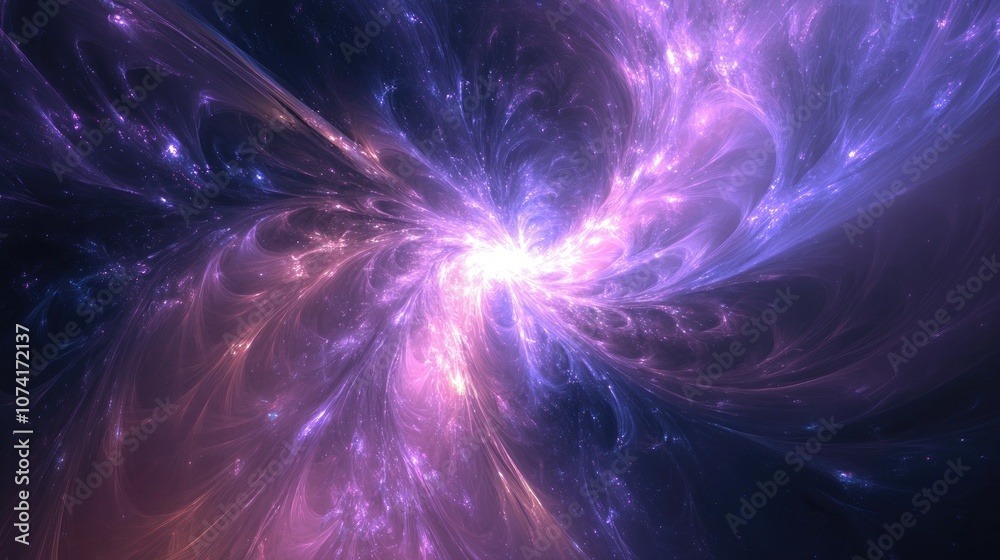 Poster Fractal image of an abstract star galaxy or constellation in a 3D cartoon rendering